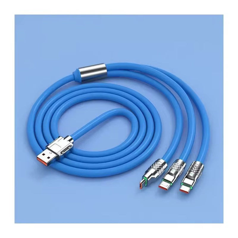 Câble silicone super fast Universal Multiple 6A 3 en 1
