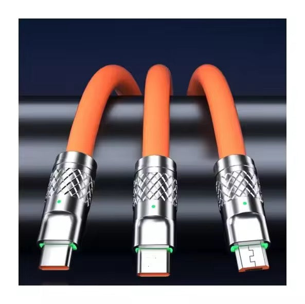 Câble silicone super fast Universal Multiple 6A 3 en 1