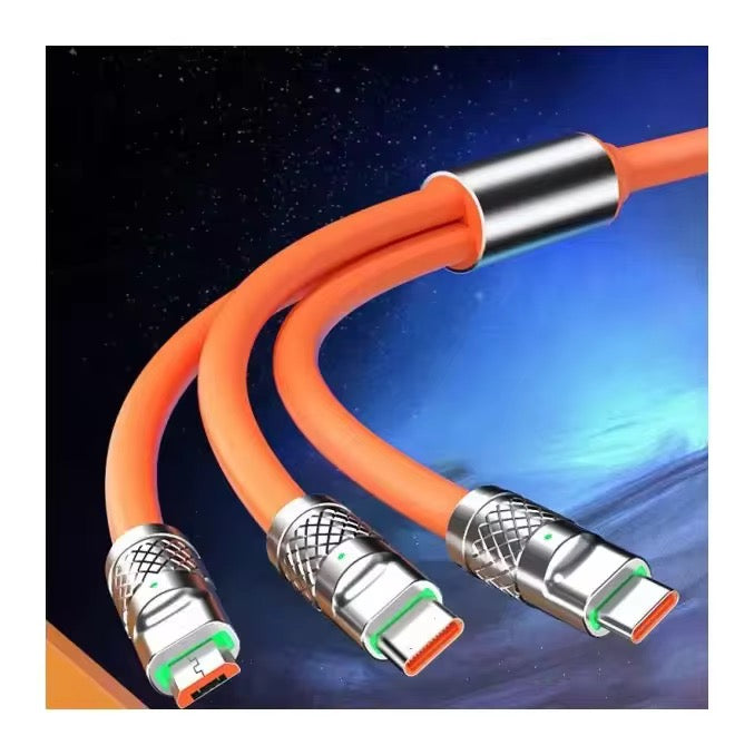 Câble silicone super fast Universal Multiple 6A 3 en 1
